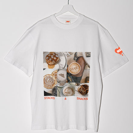 'Stacks & Snacks' T